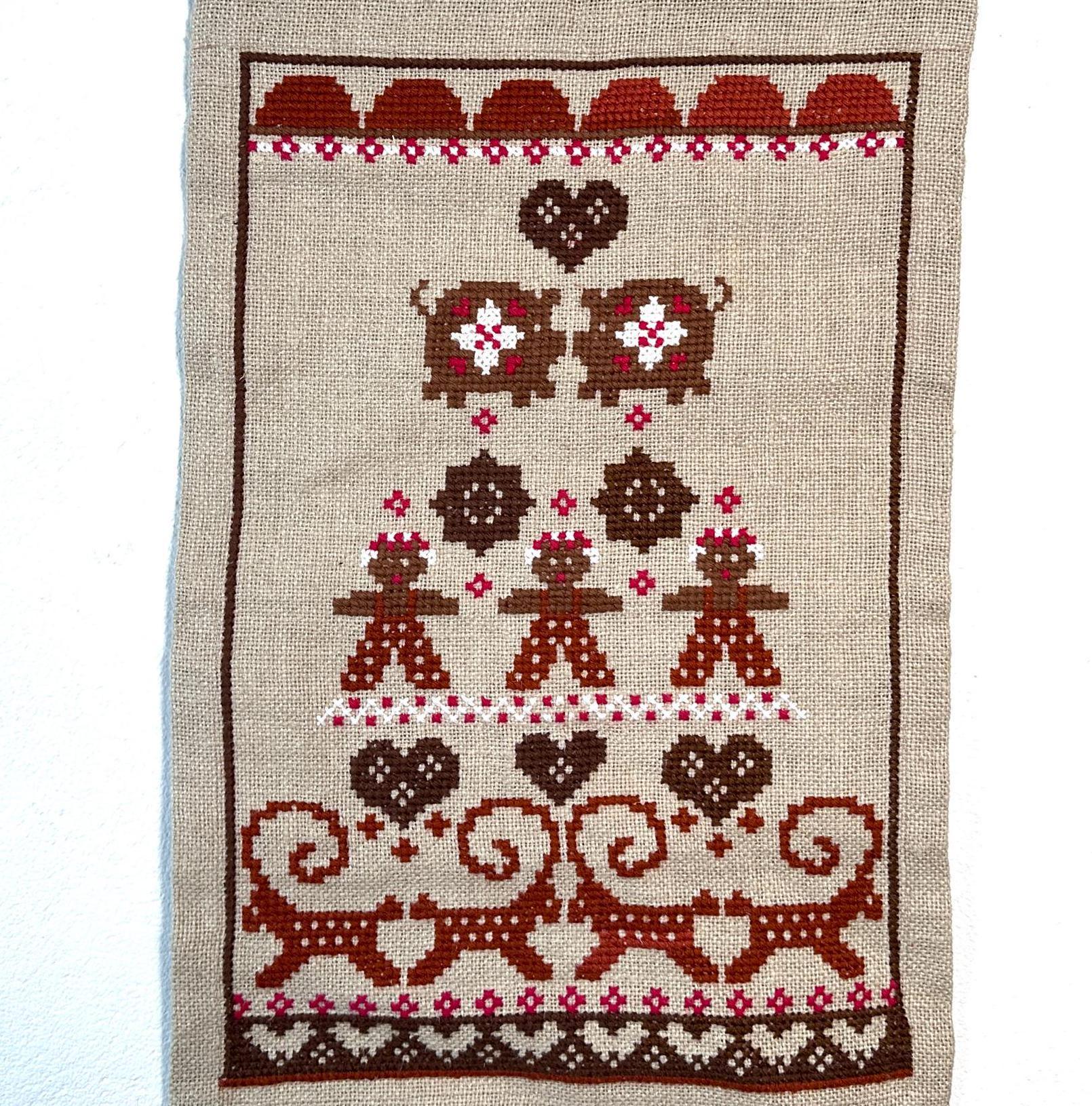Candleholders / LightingVintage scandinavian christmas wall hanging – 1970s swedish folk art tapestry Image 5