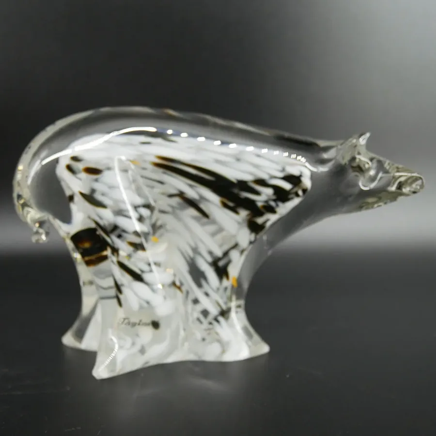 Collectible Glass, Home DecorScandinavian Art Glass Polar Bear – Vintage Fåglavik Sweden Crystal Figurine