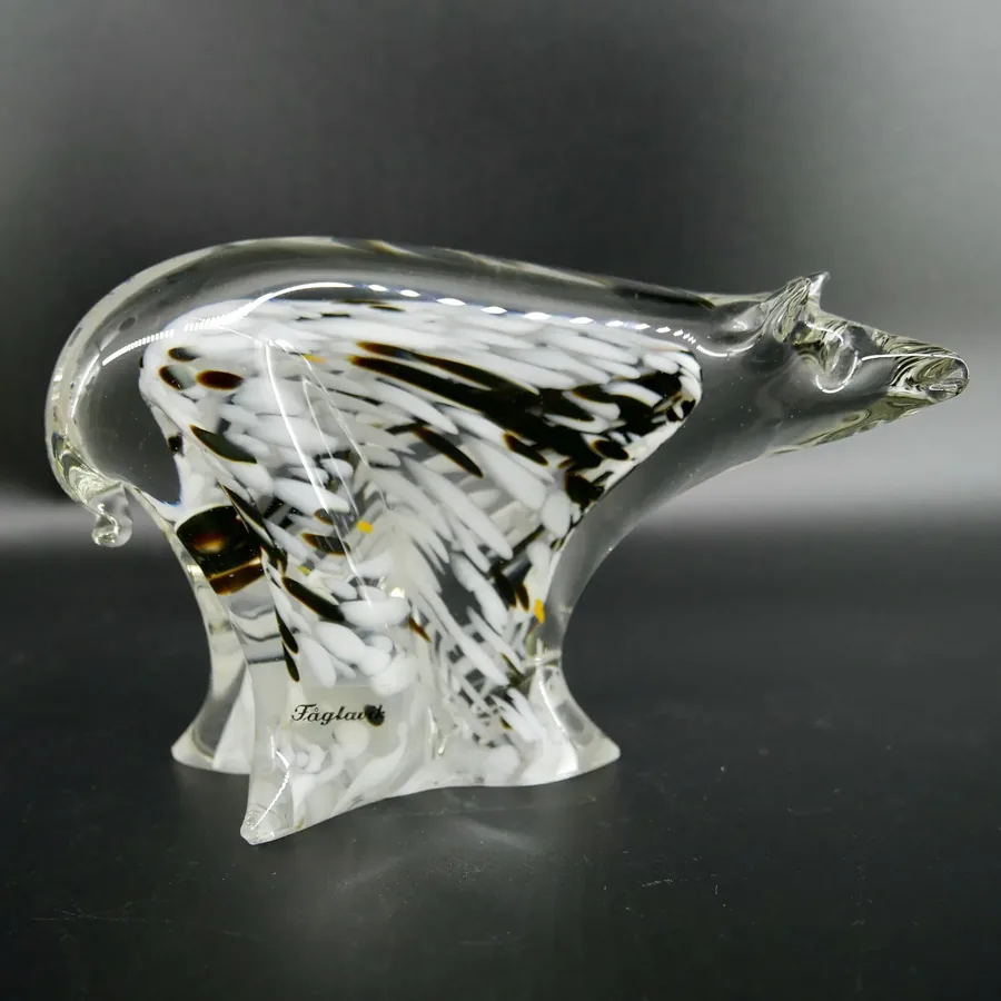Collectible Glass, Home DecorScandinavian Art Glass Polar Bear – Vintage Fåglavik Sweden Crystal Figurine