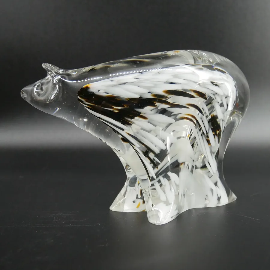 Collectible Glass, Home DecorScandinavian Art Glass Polar Bear – Vintage Fåglavik Sweden Crystal Figurine