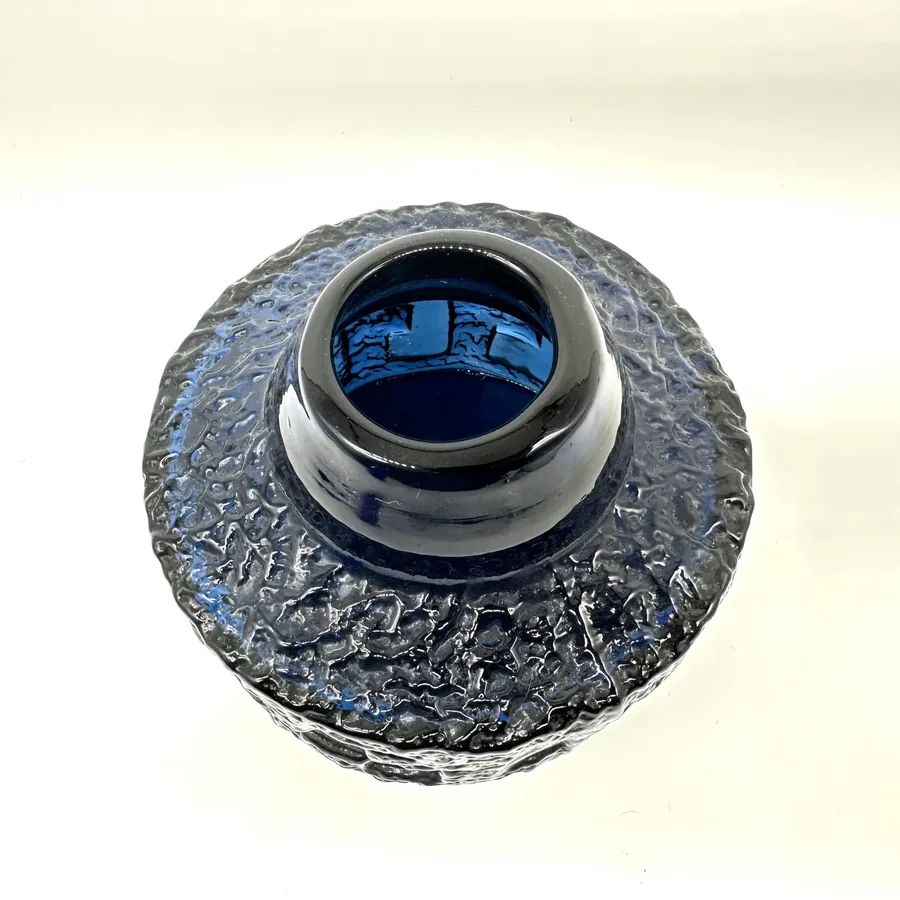 Collectible GlassBrutalist Cobalt Blue Glass Vase - Göte Augustsson Ruda Sweden 1960s Image 2