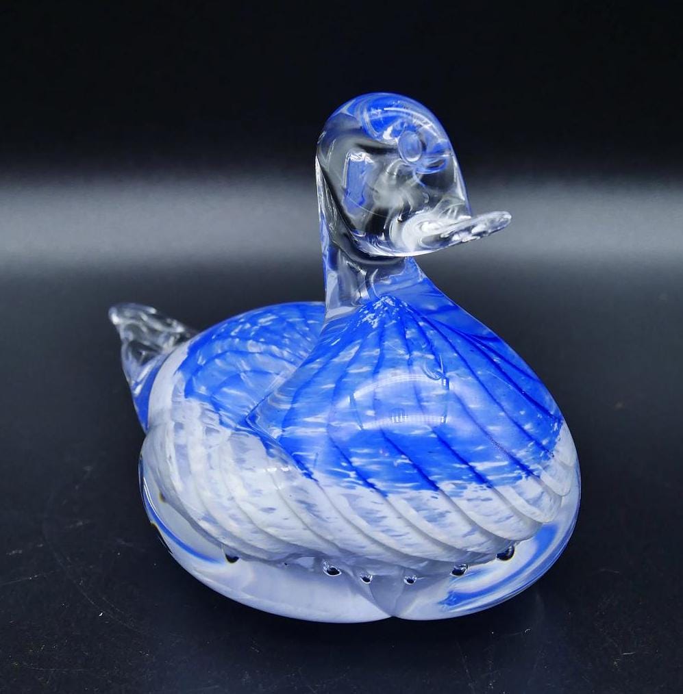 Collectible GlassBullicante art glass duck figurine - Swedish hand blown duck, 1970s Image 10
