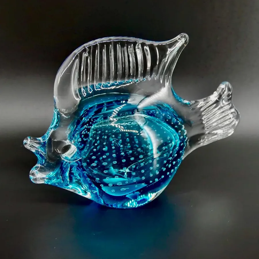 Collectible GlassGlass Fish Figurine – 1960s Scandinavian Art Glass Sculpture Image 2