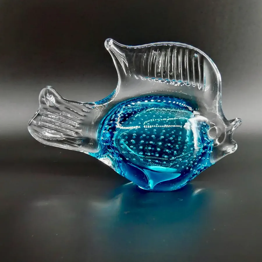 Collectible GlassGlass Fish Figurine – 1960s Scandinavian Art Glass Sculpture Image 3