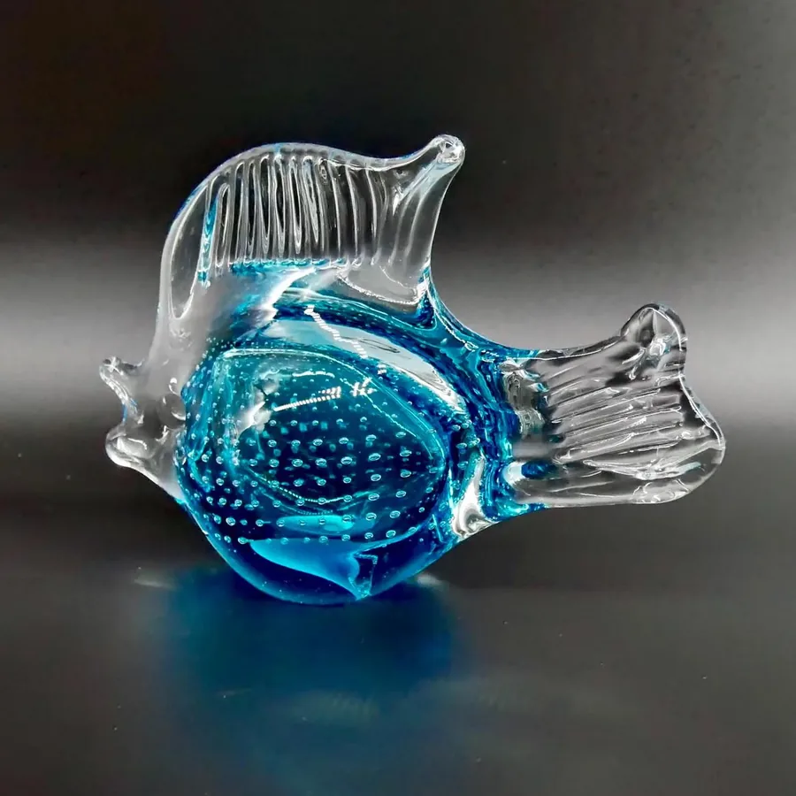 Collectible GlassGlass Fish Figurine – 1960s Scandinavian Art Glass Sculpture Image 4
