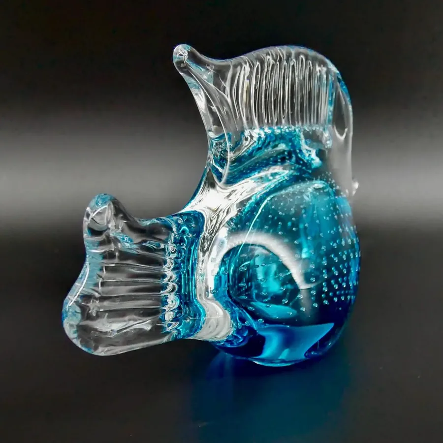 Collectible GlassGlass Fish Figurine – 1960s Scandinavian Art Glass Sculpture Image 5