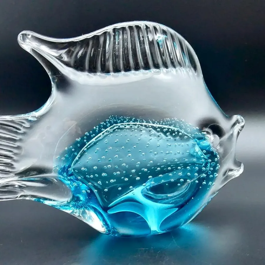 Collectible GlassGlass Fish Figurine – 1960s Scandinavian Art Glass Sculpture Image 8