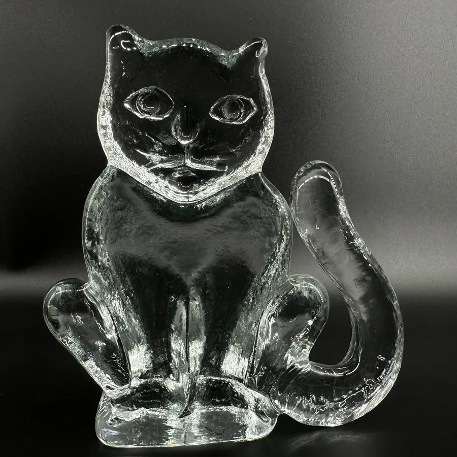 Collectible GlassKosta Boda Glass Cat – Large Vintage Figurine by Bertil Vallien, 14.5cm Image 5