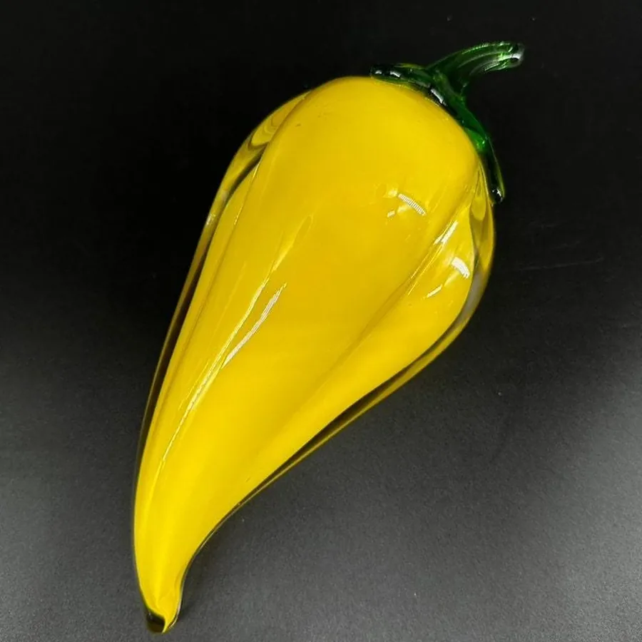 Collectible GlassLarge art glass fruit yellow pepper, Kosta Boda, hand blown sculpture. Made in Sweden Image 10