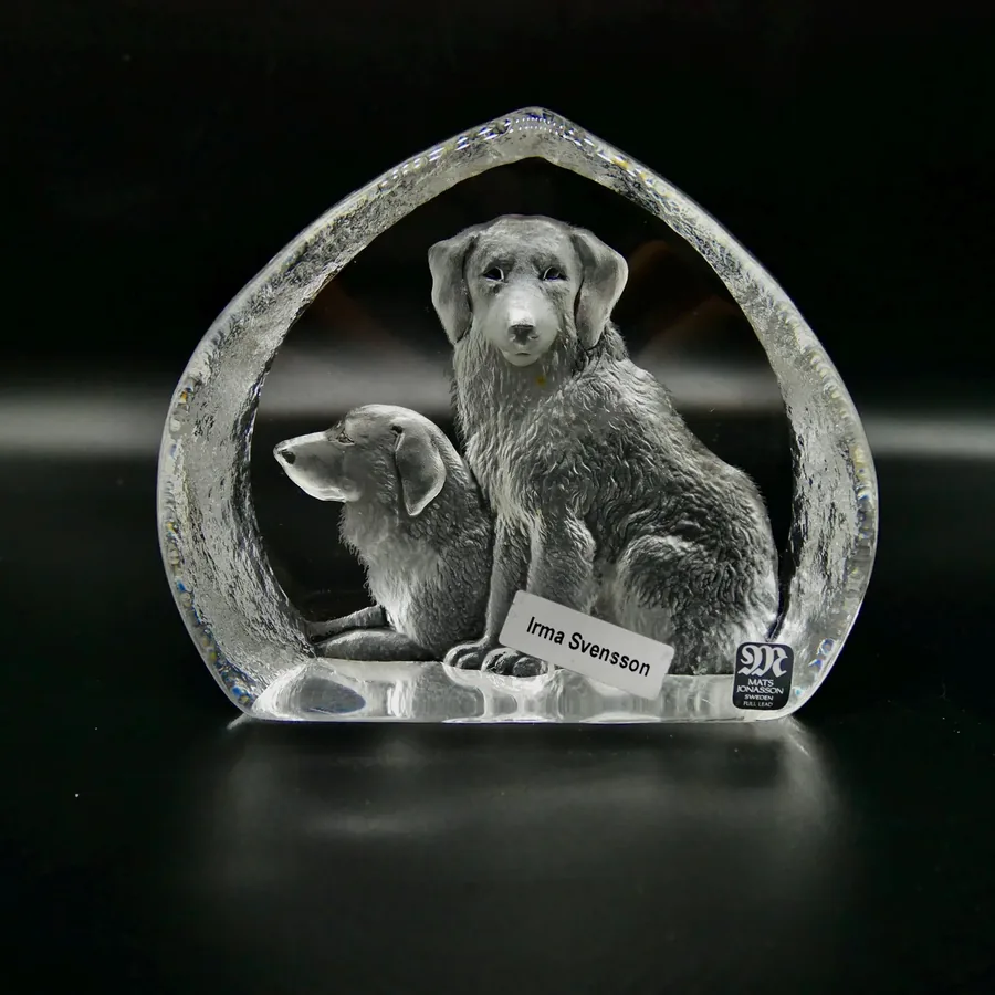 Collectible GlassMats Jonasson Crystal Dog Sculpture: Mid-Century Scandinavian Art Glass Paperweight Image 2