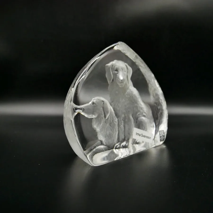 Collectible GlassMats Jonasson Crystal Dog Sculpture: Mid-Century Scandinavian Art Glass Paperweight Image 4