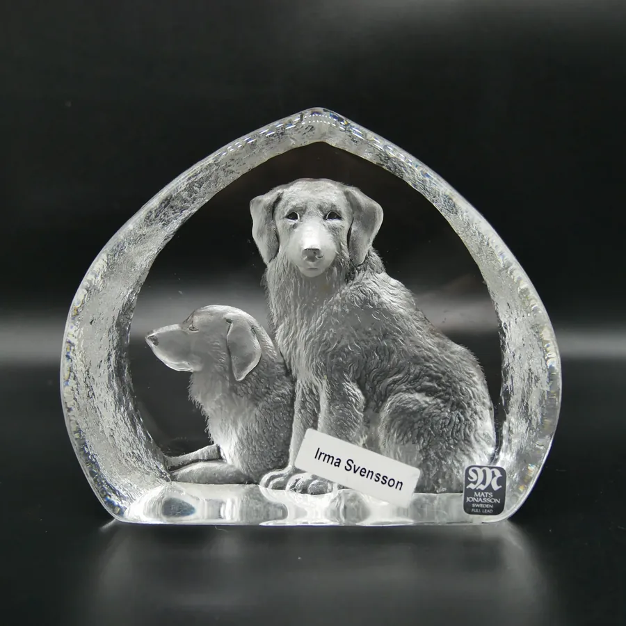 Collectible GlassMats Jonasson Crystal Dog Sculpture: Mid-Century Scandinavian Art Glass Paperweight Image 8