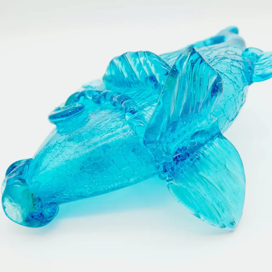 Collectible GlassMid-Century Blue Crackle Glass Fish Sculpture, 1960s Marine Decor Image 8