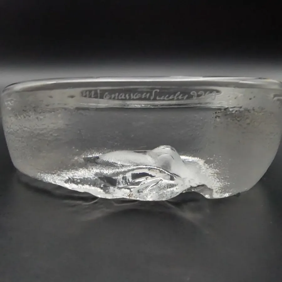 Collectible GlassMid century Mats Jonasson paperweight sculpture crystal glass Panda