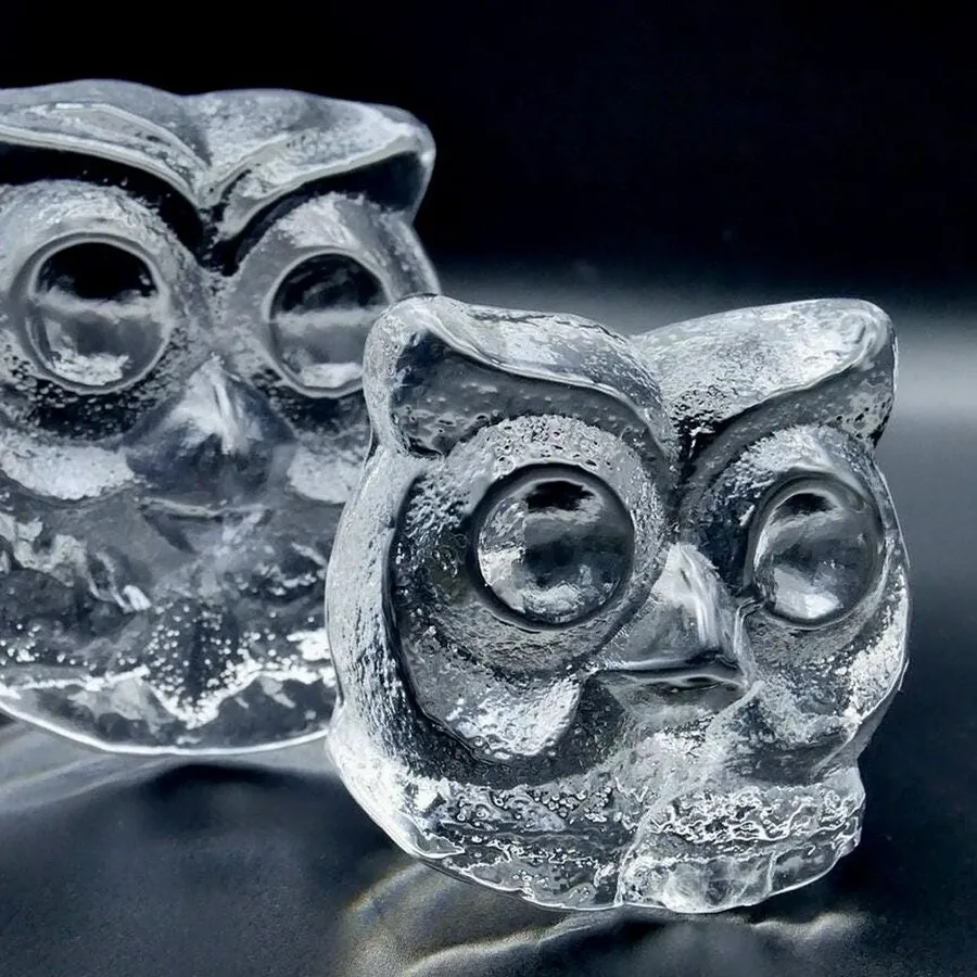 Collectible GlassOwl art glass figurine bird paperweight - Lars Hellsten signed Image 10