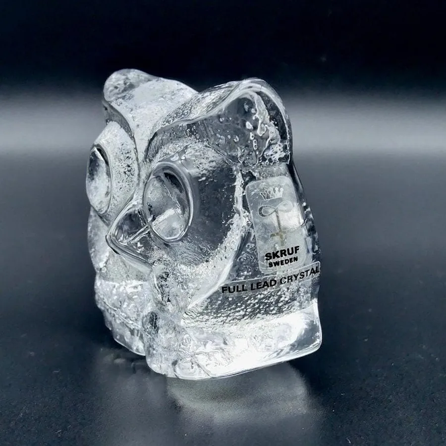 Collectible GlassOwl art glass figurine bird paperweight - Lars Hellsten signed Image 3