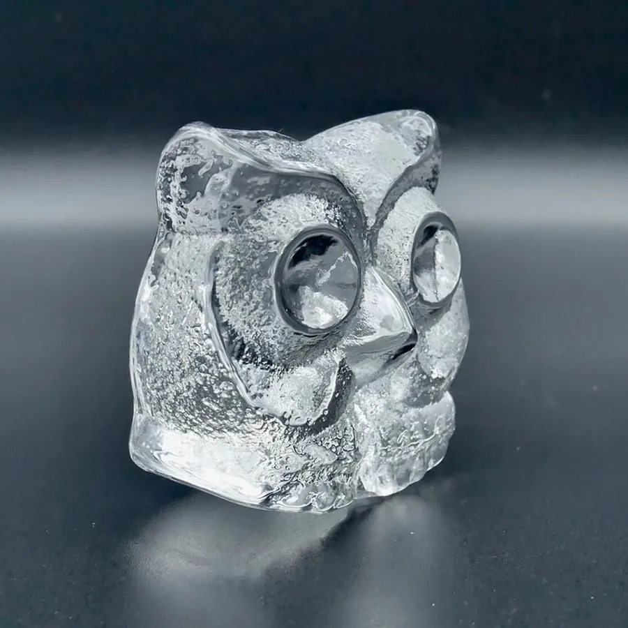 Collectible GlassOwl art glass figurine bird paperweight - Lars Hellsten signed Image 4