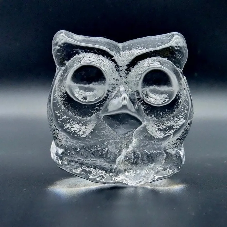 Collectible GlassOwl art glass figurine bird paperweight - Lars Hellsten signed Image 7