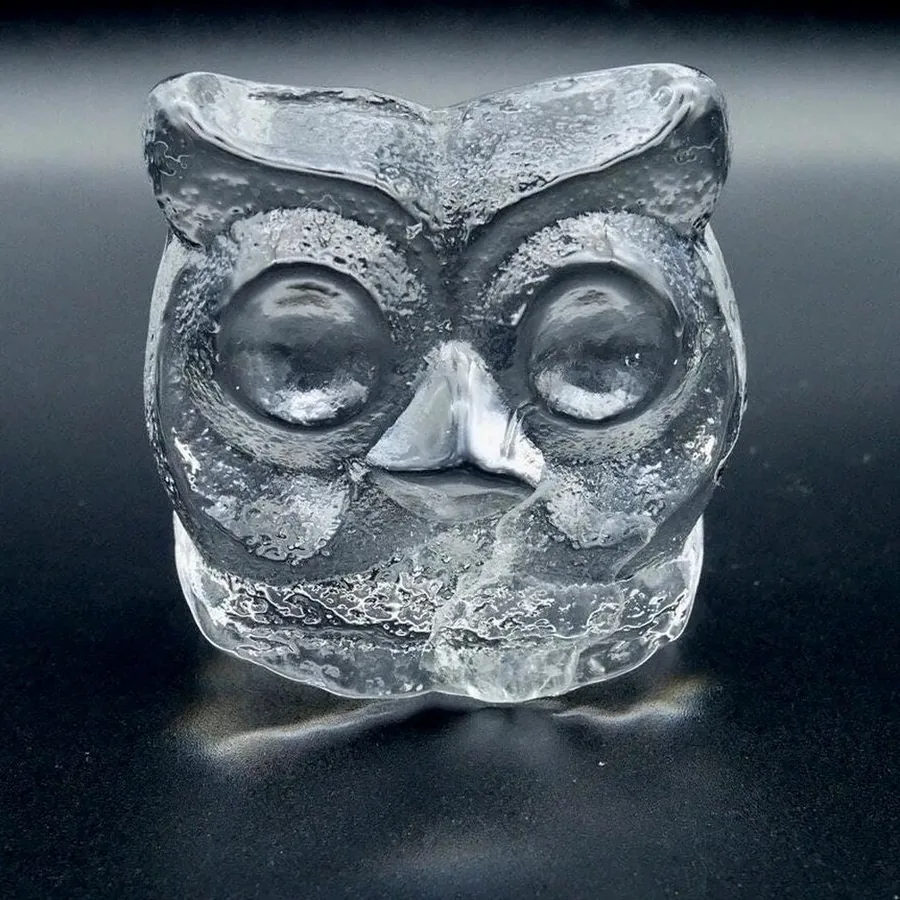 Collectible GlassOwl art glass figurine bird paperweight - Lars Hellsten signed Image 8