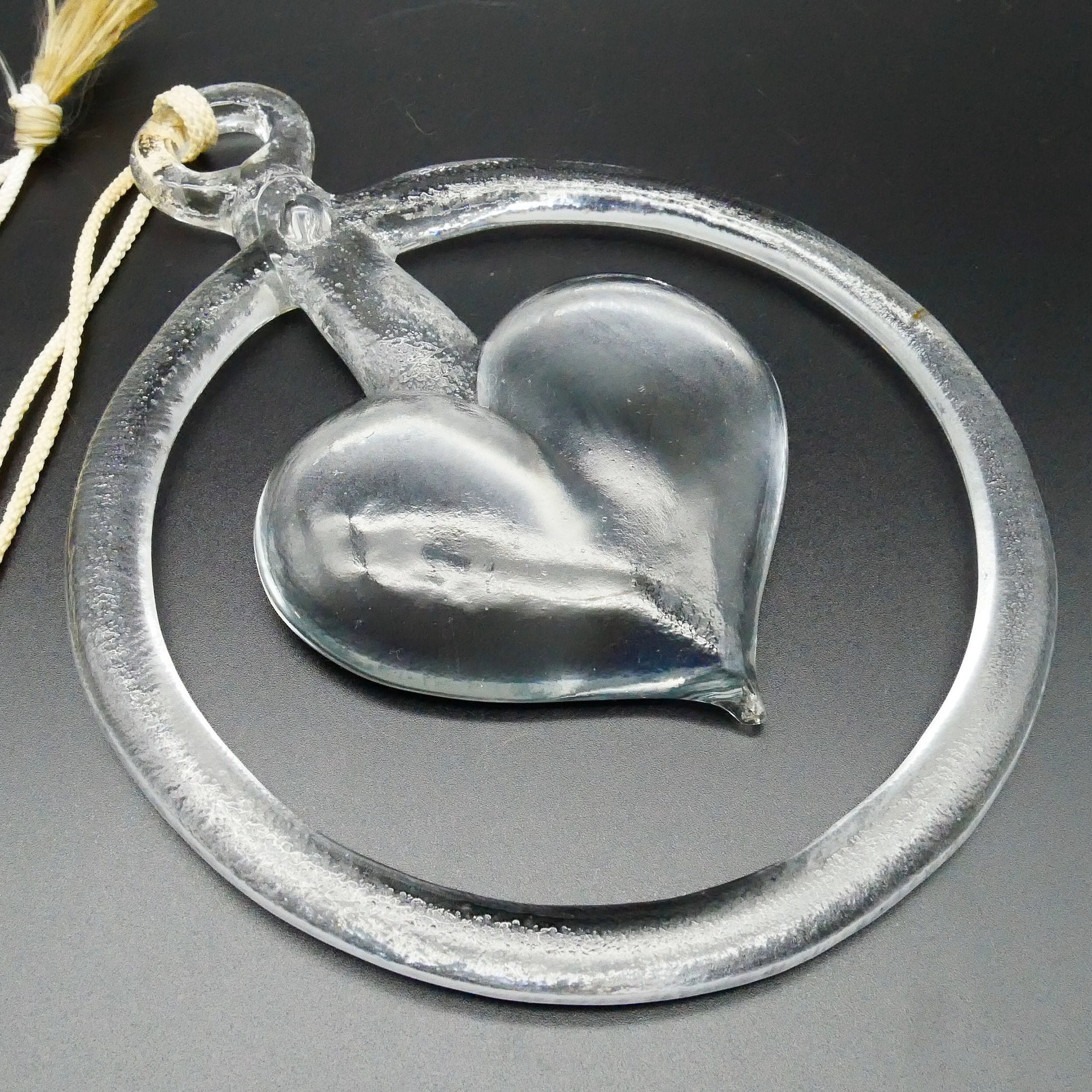 Collectible GlassScandinavian Art Glass Heart – Bertil Vallien for Kosta Boda, 1970s Window Hanging