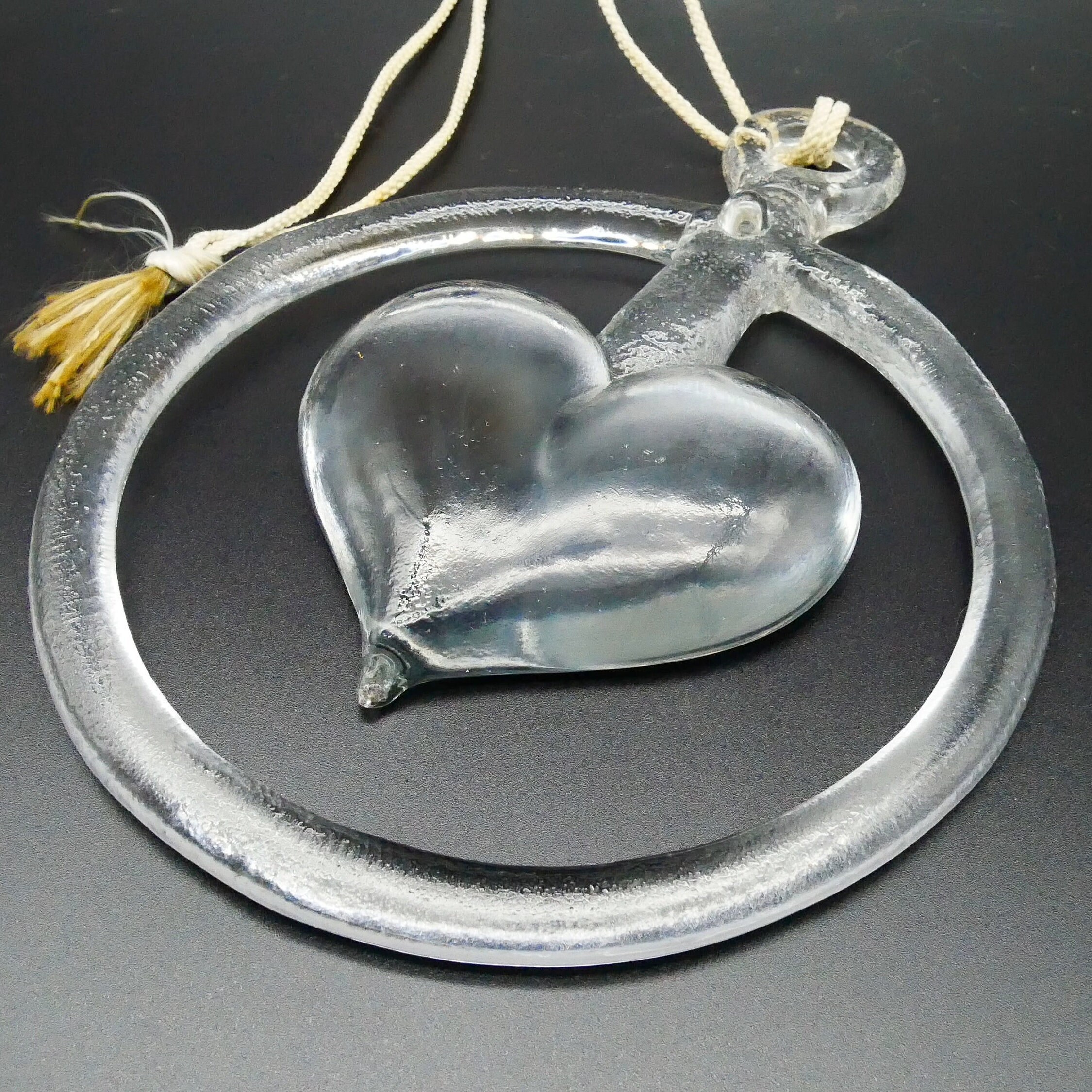 Collectible GlassScandinavian Art Glass Heart – Bertil Vallien for Kosta Boda, 1970s Window Hanging
