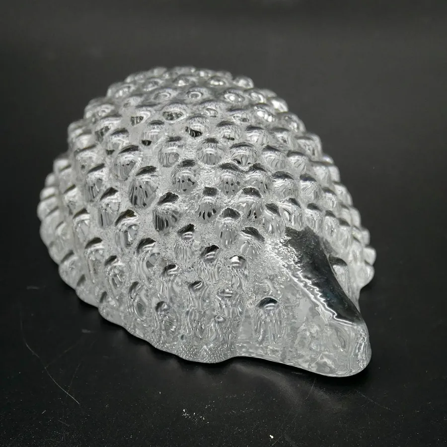 Collectible GlassVintage art glass Hedgehog figurine - Porcupine glass sculpture paperweight