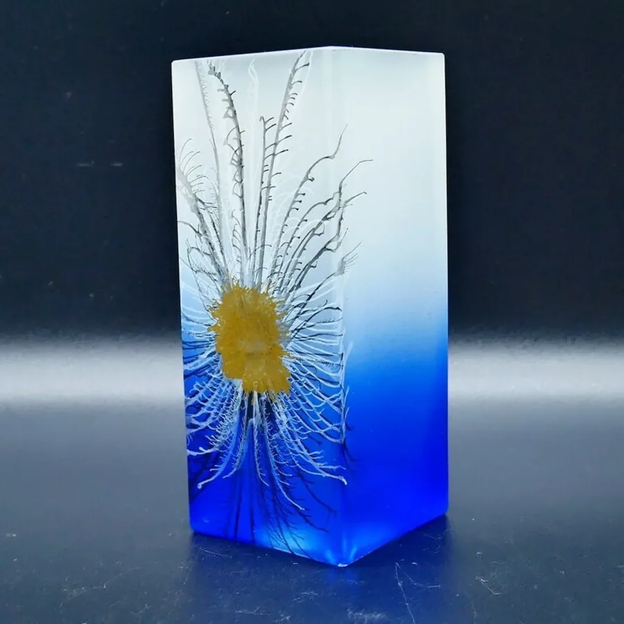 Collectible GlassVintage Bohemian Royal Blue & White Herner Glass Peacock Feather Vase | German Art Glass Image 2