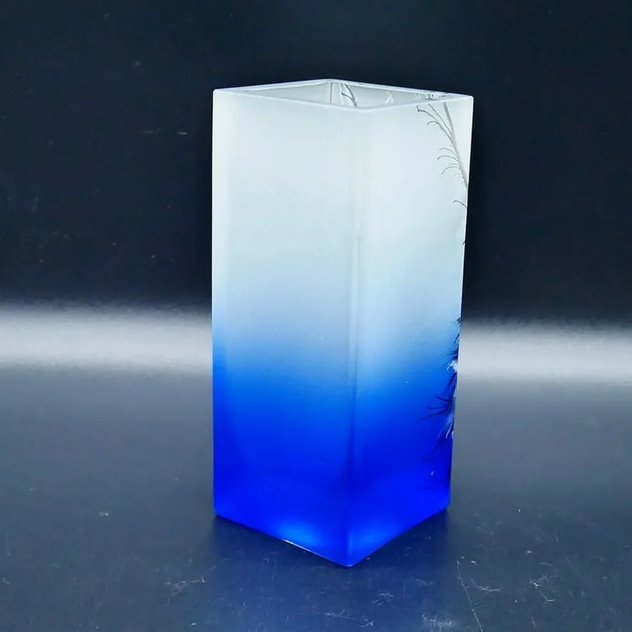 Collectible GlassVintage Bohemian Royal Blue & White Herner Glass Peacock Feather Vase | German Art Glass Image 5