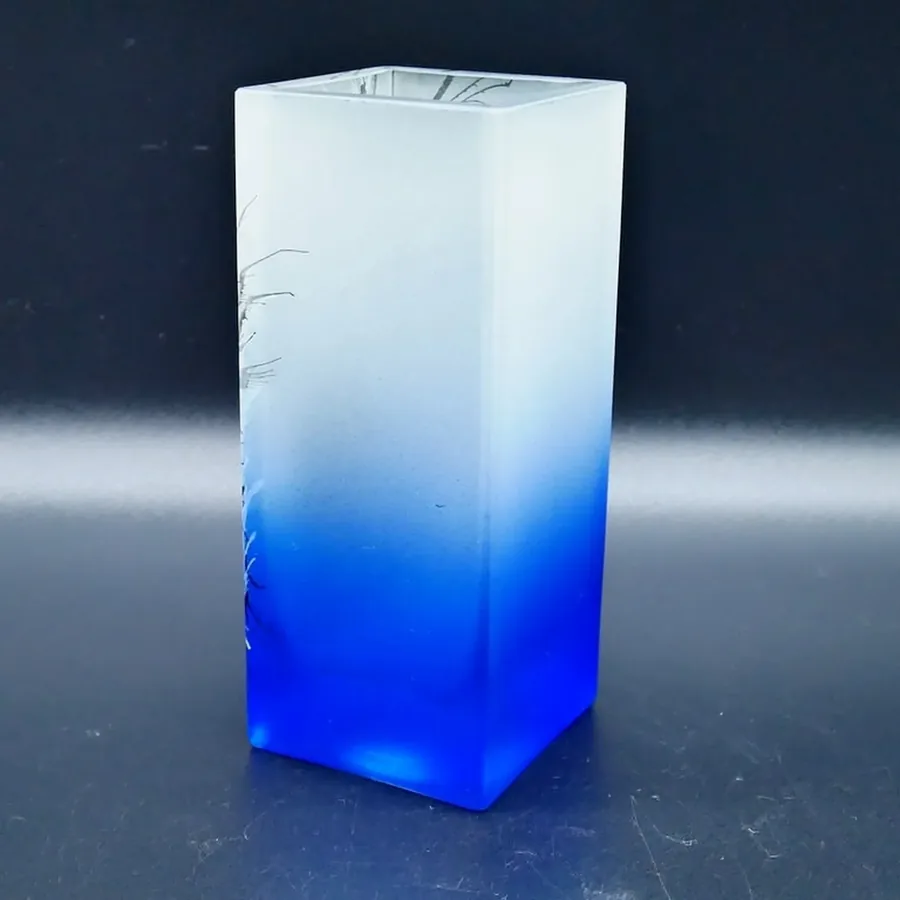 Collectible GlassVintage Bohemian Royal Blue & White Herner Glass Peacock Feather Vase | German Art Glass Image 6