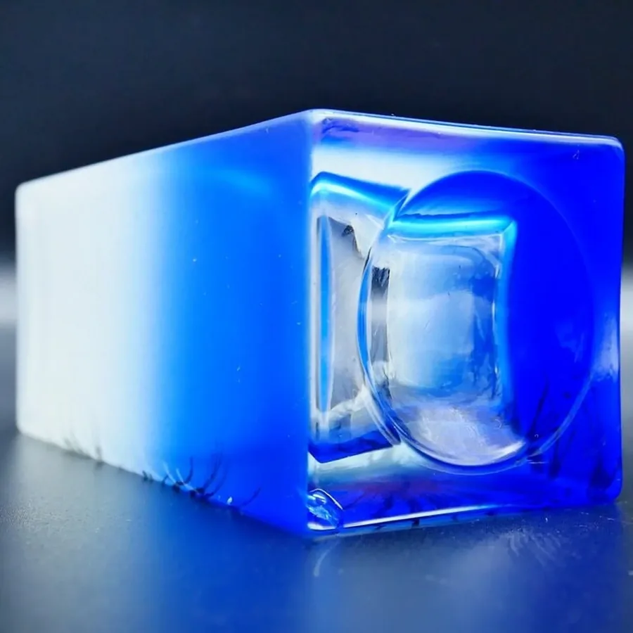 Collectible GlassVintage Bohemian Royal Blue & White Herner Glass Peacock Feather Vase | German Art Glass Image 9