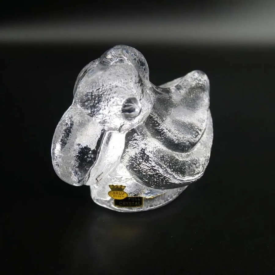 Collectible GlassVintage Brutalist Art Glass Bird Figurine - Duck Sculpture by Skruf Sweden with label Image 7
