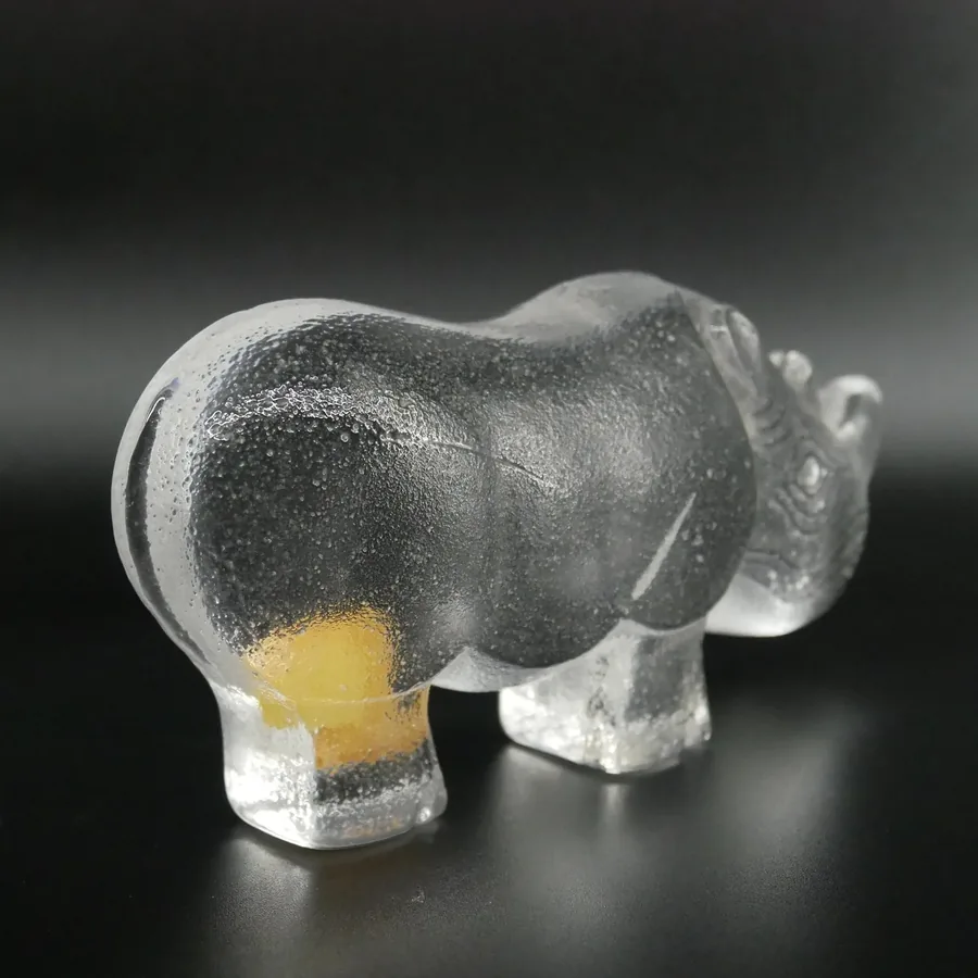 Scandinavian Art GlassVintage Lisa Larson Rhino Glass Sculpture – 1970s Royal Krona Sweden Image 4