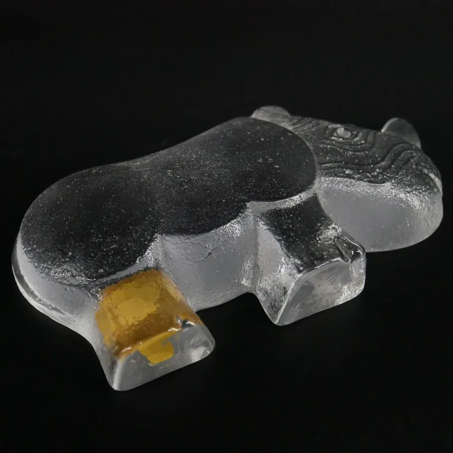 Scandinavian Art GlassVintage Lisa Larson Rhino Glass Sculpture – 1970s Royal Krona Sweden Image 8