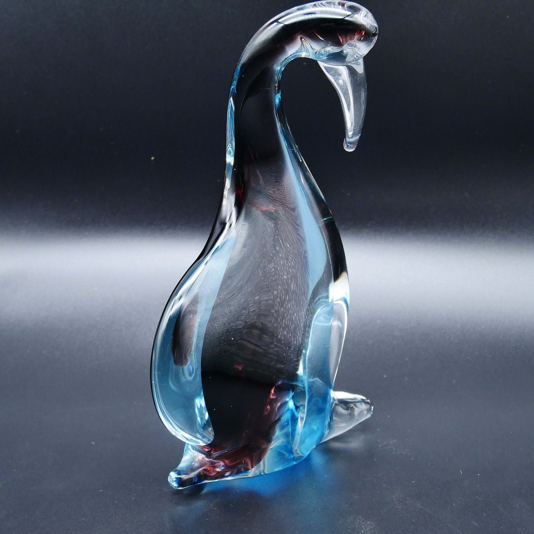 Collectible GlassVintage Murano Glass Bird - Sommerso Glass Pelican Sculpture - 1980s - Made in Italy Image 9