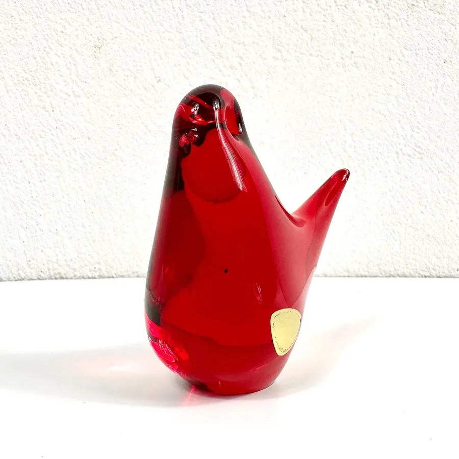 Collectible GlassVintage Red Art Glass Bird Figurine - FM Ronneby Swedish Ornament Image 2