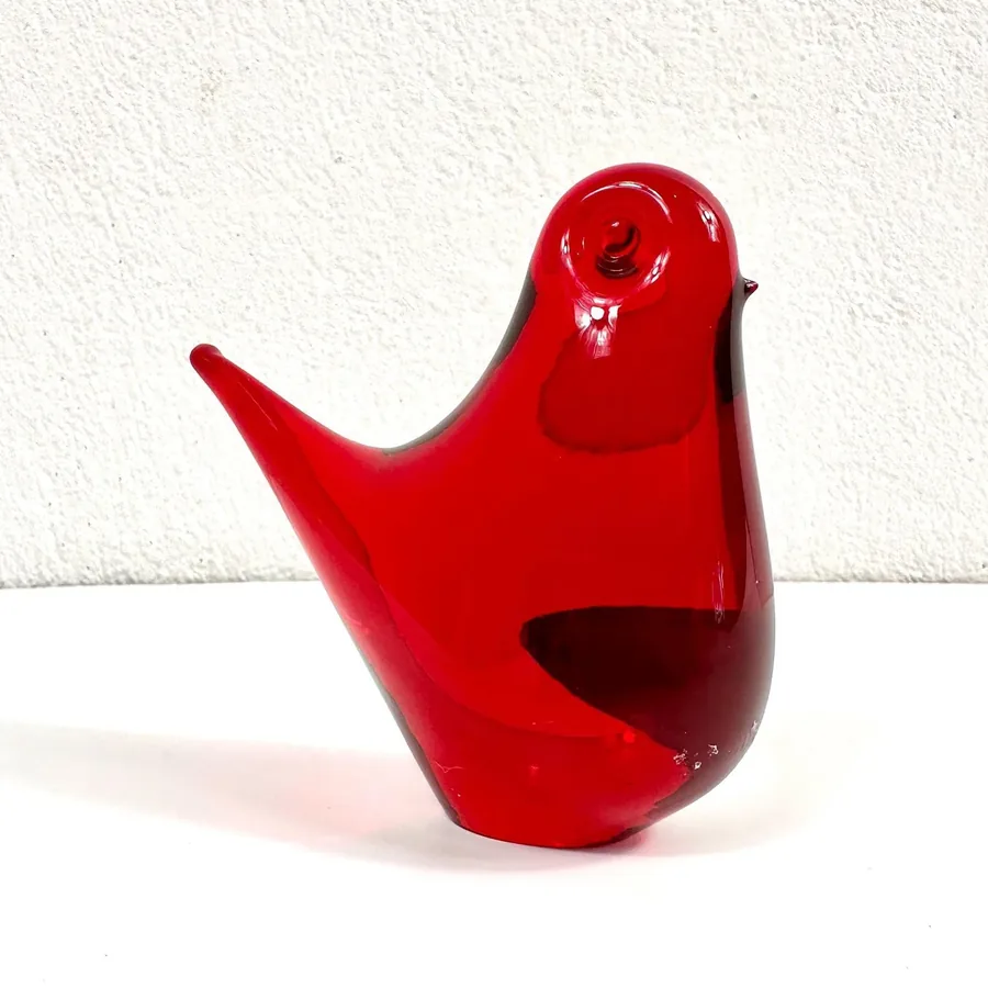 Collectible GlassVintage Red Art Glass Bird Figurine - FM Ronneby Swedish Ornament Image 3