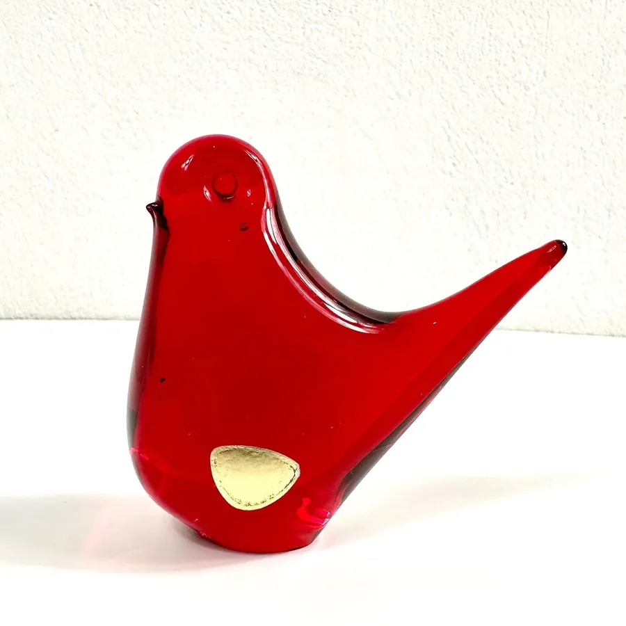 Collectible GlassVintage Red Art Glass Bird Figurine - FM Ronneby Swedish Ornament Image 7