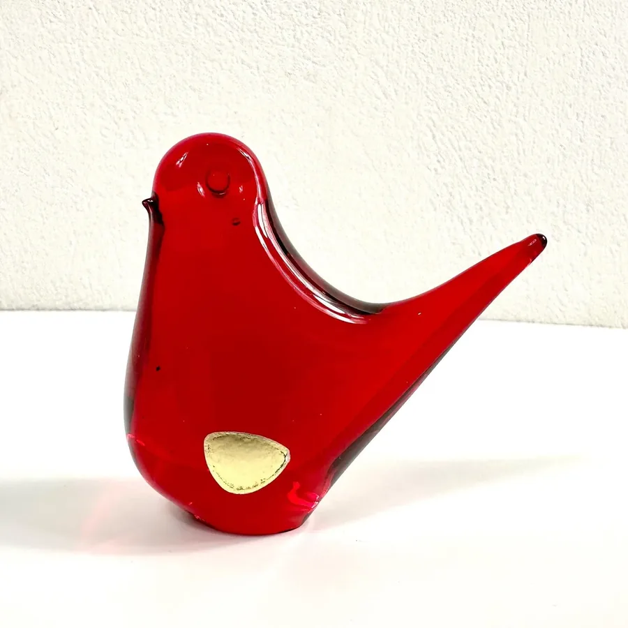 Collectible GlassVintage Red Art Glass Bird Figurine - FM Ronneby Swedish Ornament Image 9
