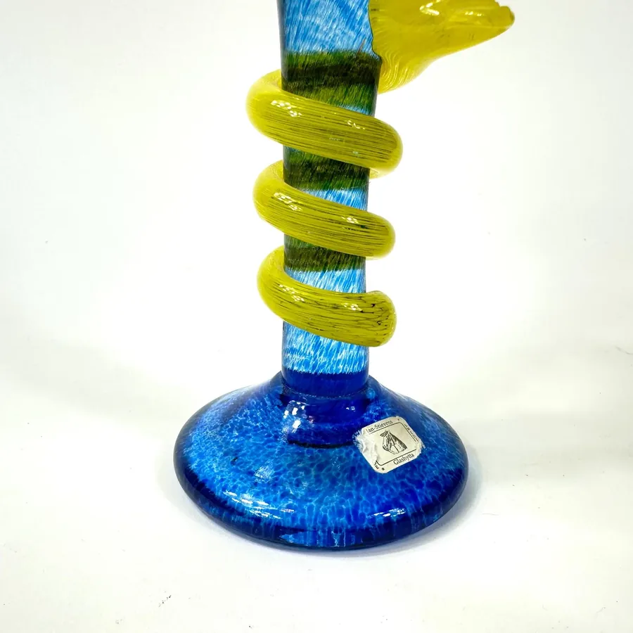 Collectible GlassVintage Scandinavian Art Glass Vase – Heino Lance Jan Stievens , Signed & Labeled Image 6