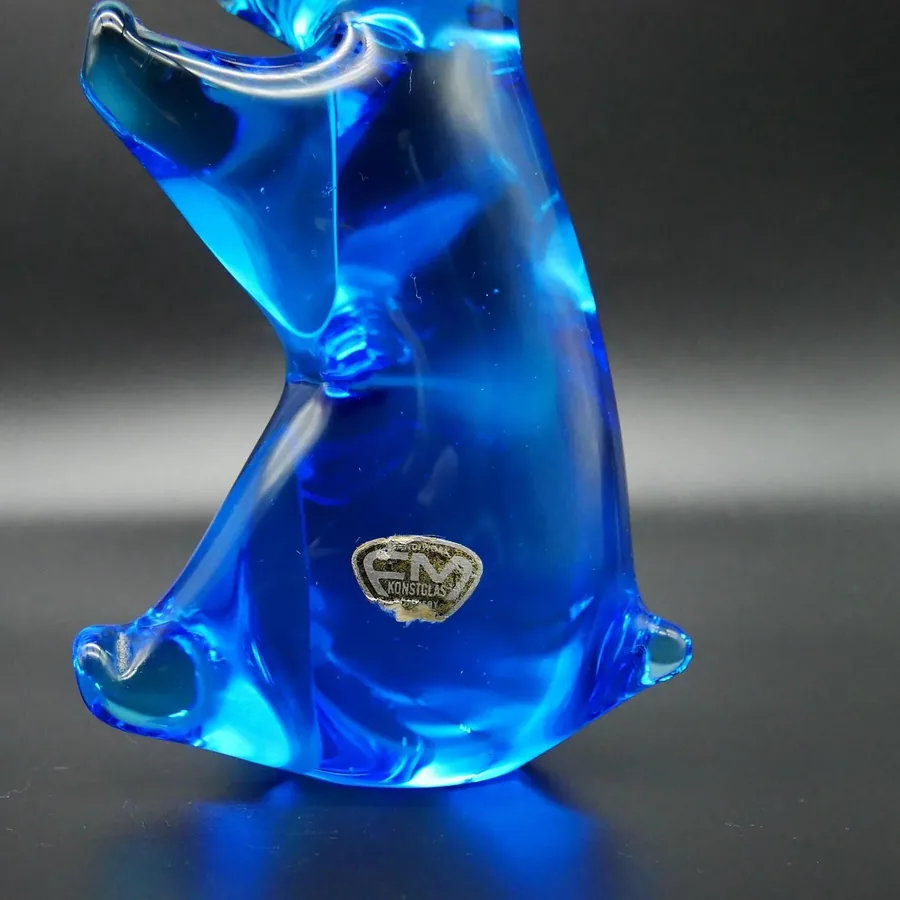 Collectible GlassVintage Scandinavian glass bear – 1970s blue glass Image 10