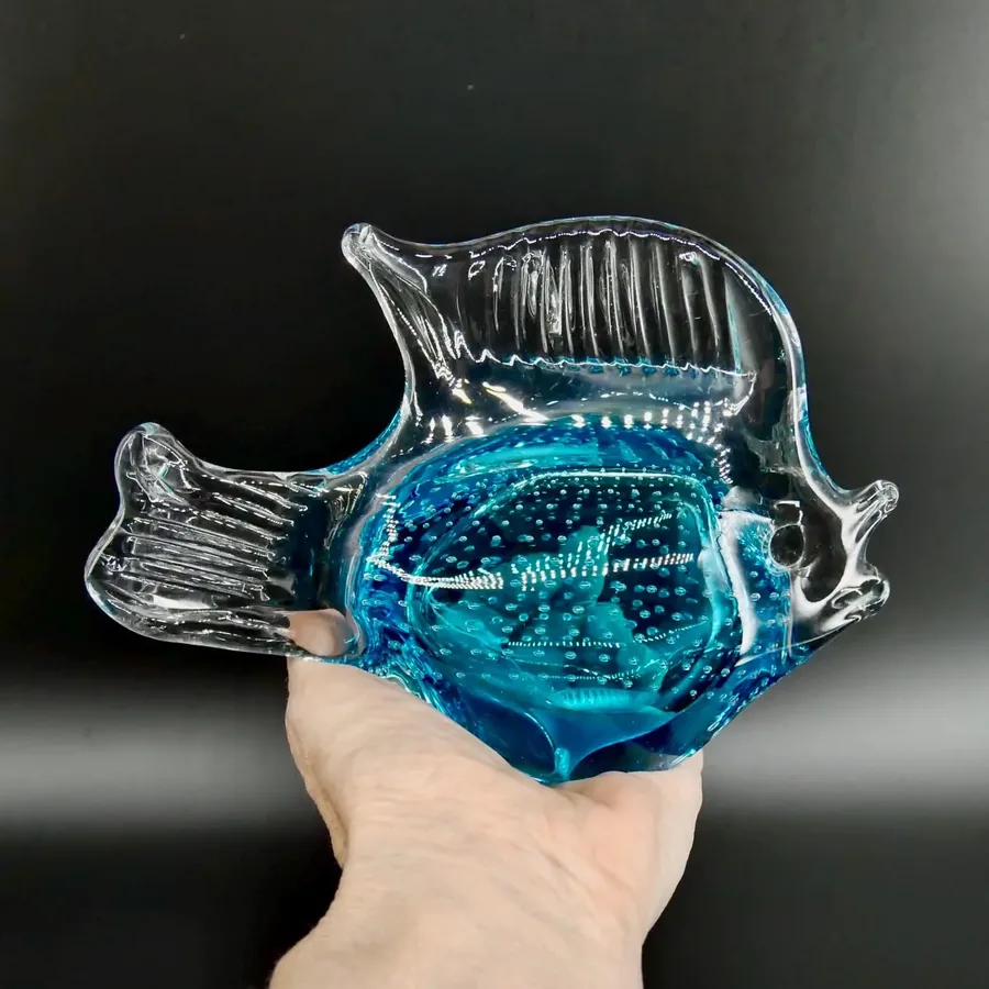 Glass Fish Figurine – 1960s Scandinavian Art Glass SculptureCollectible Glass All Things Retro Store