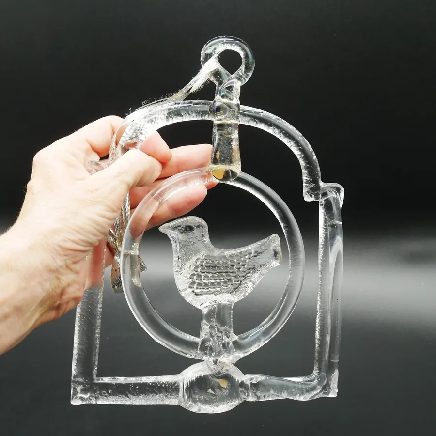 Kosta Boda bird suncatcher art glass bird - 1970s Bertil Vallien window ornamentCollectible Glass All Things Retro Store