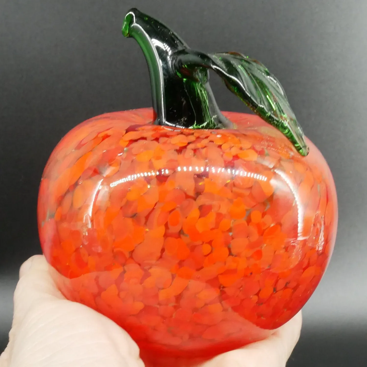 Large Vintage Kosta Boda Red Glass Apple with leaf – Mid-Century Hand-Blown Fruit SculptureCollectible Glass All Things