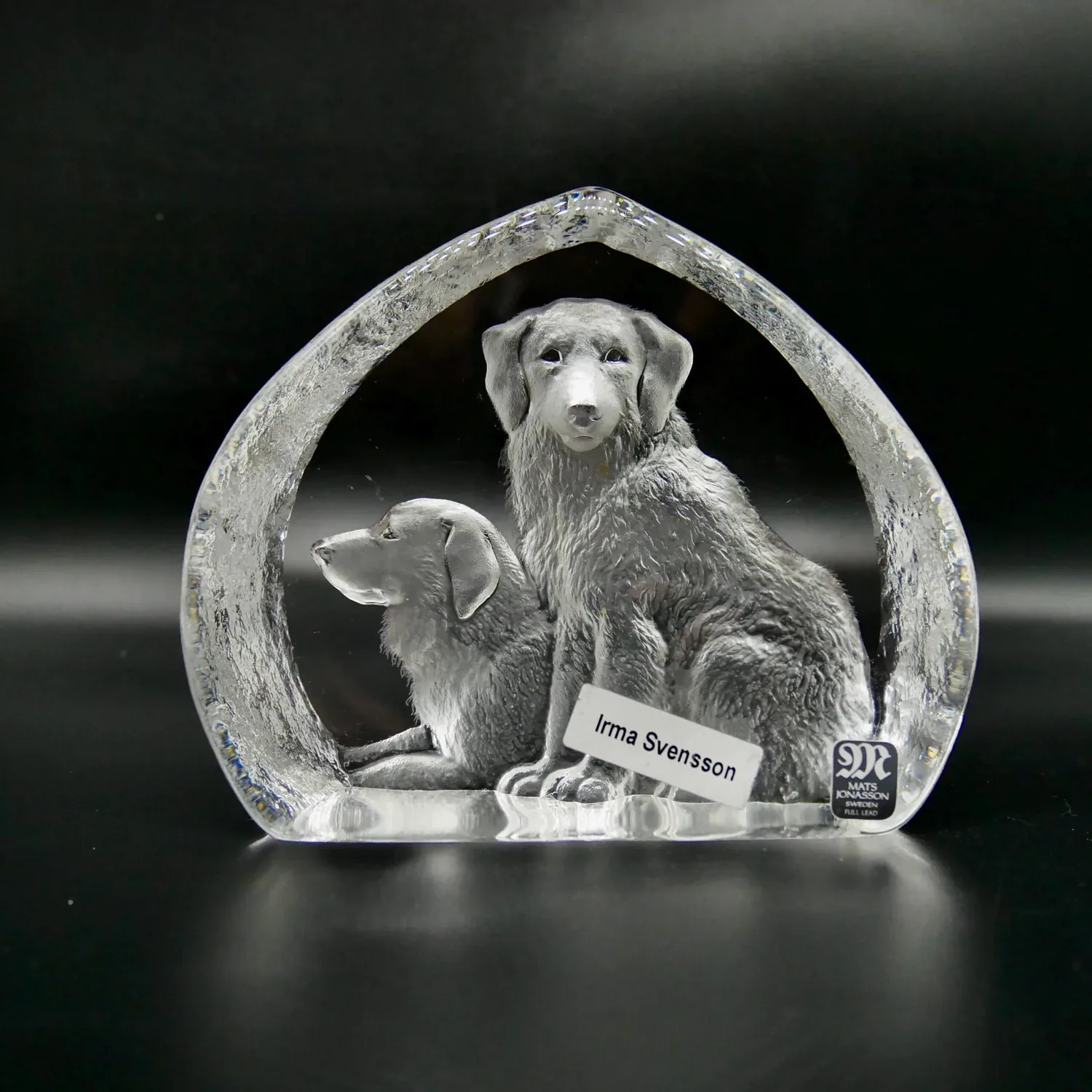 Mats Jonasson Crystal Dog Sculpture: Mid-Century Scandinavian Art Glass PaperweightCollectible Glass All Things Retro Store