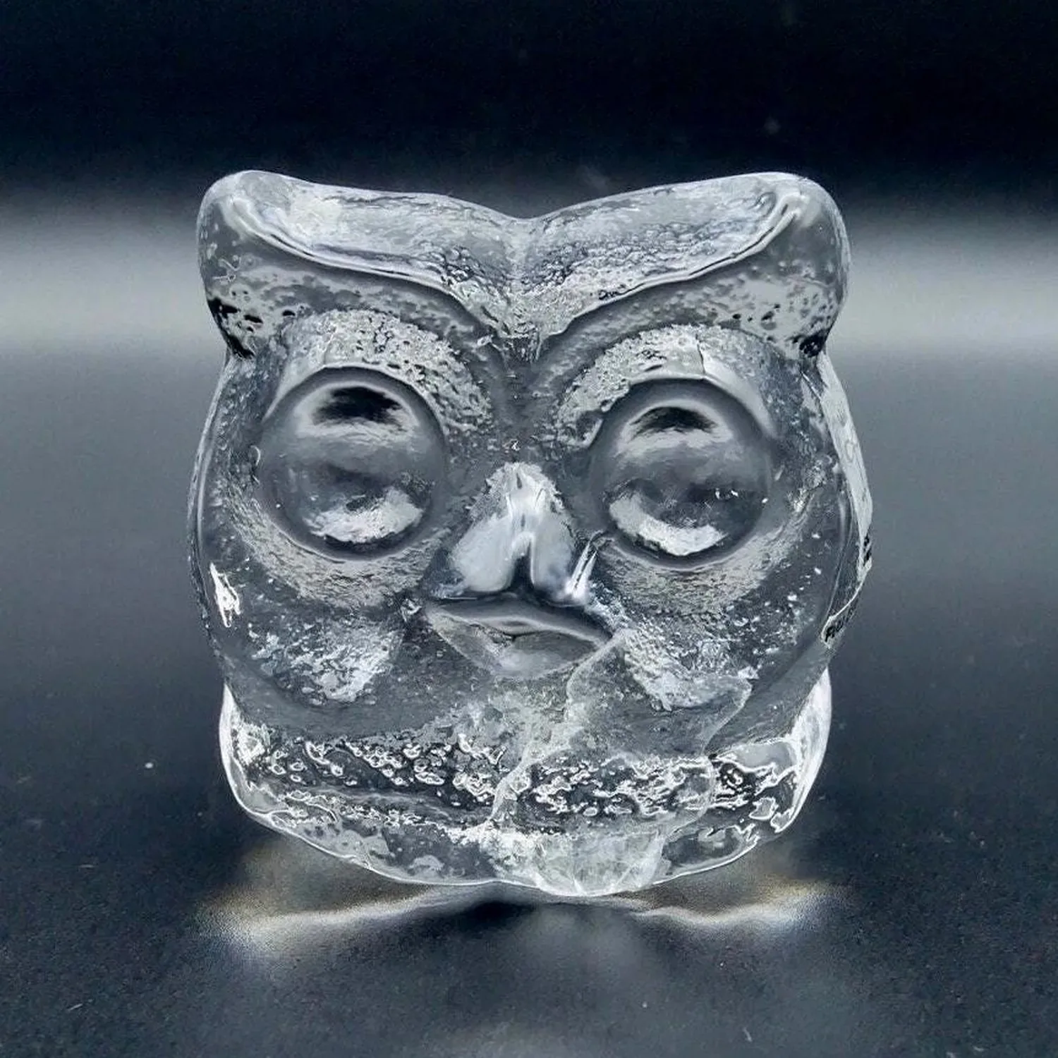 Owl art glass figurine bird paperweight - Lars Hellsten signedCollectible Glass All Things Retro Store