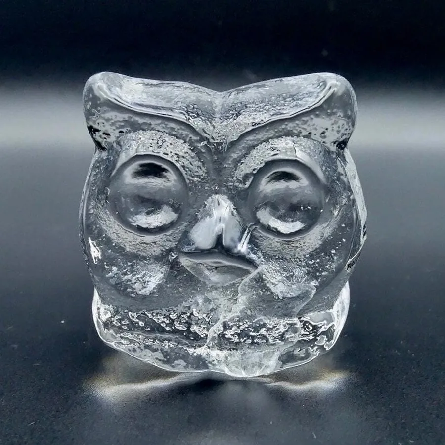 Owl art glass figurine bird paperweight - Lars Hellsten signedCollectible Glass All Things Retro Store
