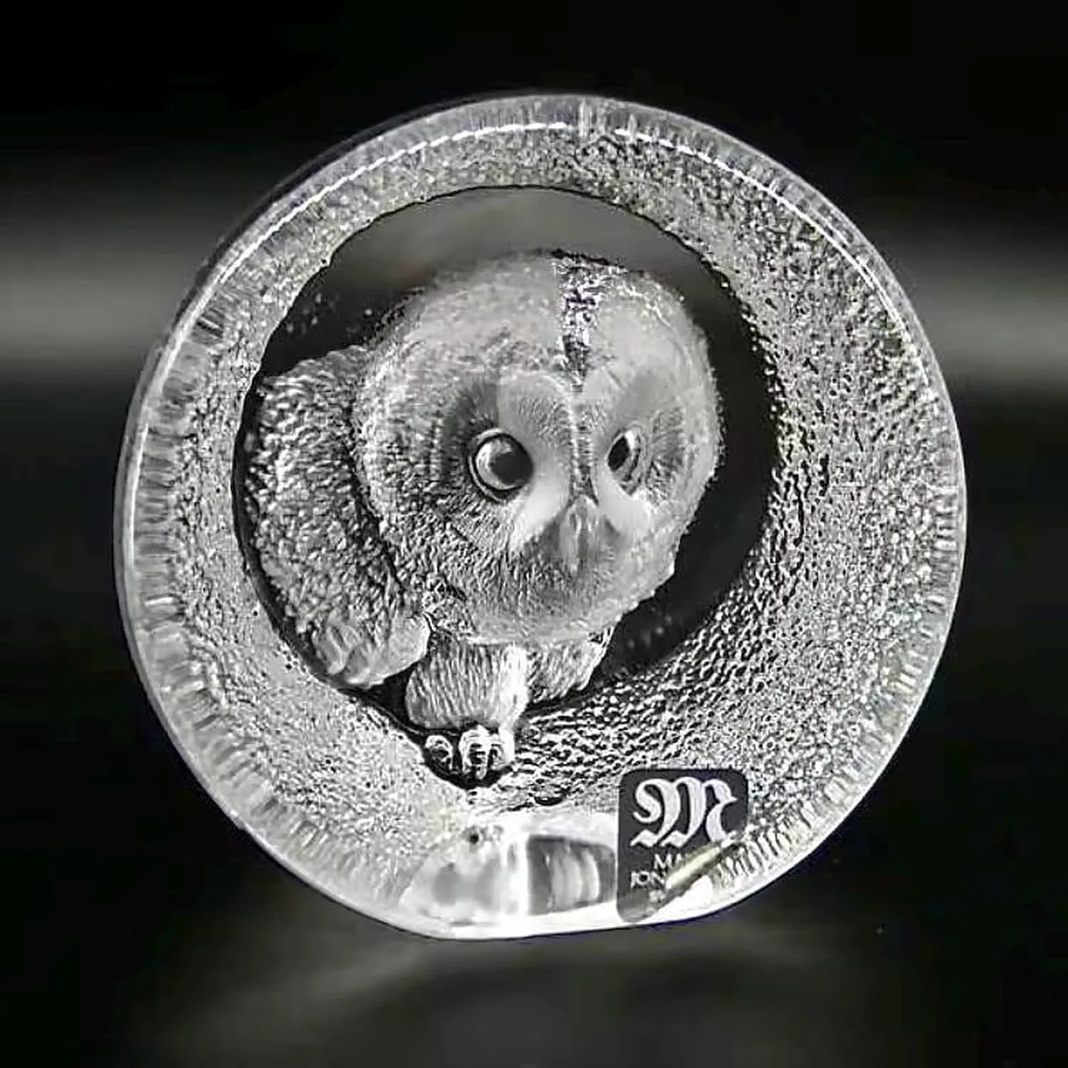 Owl art glass paperweight sculpture, Mats Jonasson signedCollectible Glass All Things Retro Store