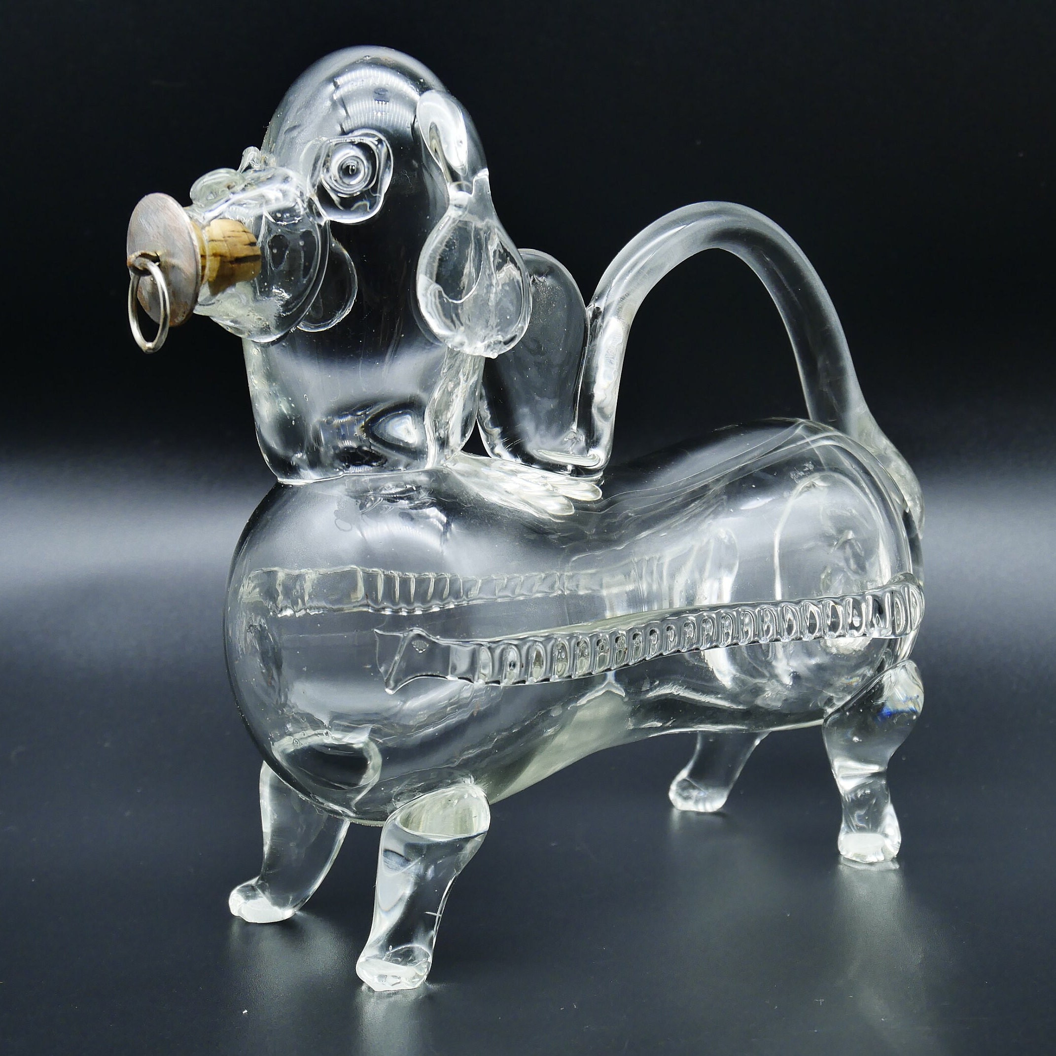 Rare Vintage Glass Dog Shaped Decanter Snaps Bottle - C.1930's Scandinavian Art GlassCollectible Glass All Things Retro Store