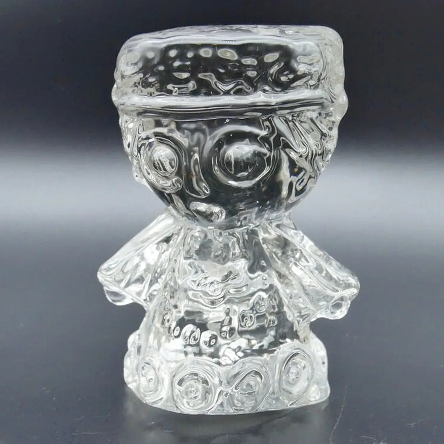 Reijmyre Swedish crystal angel figurine, 1960s lead glass with traditional costume and decorative base