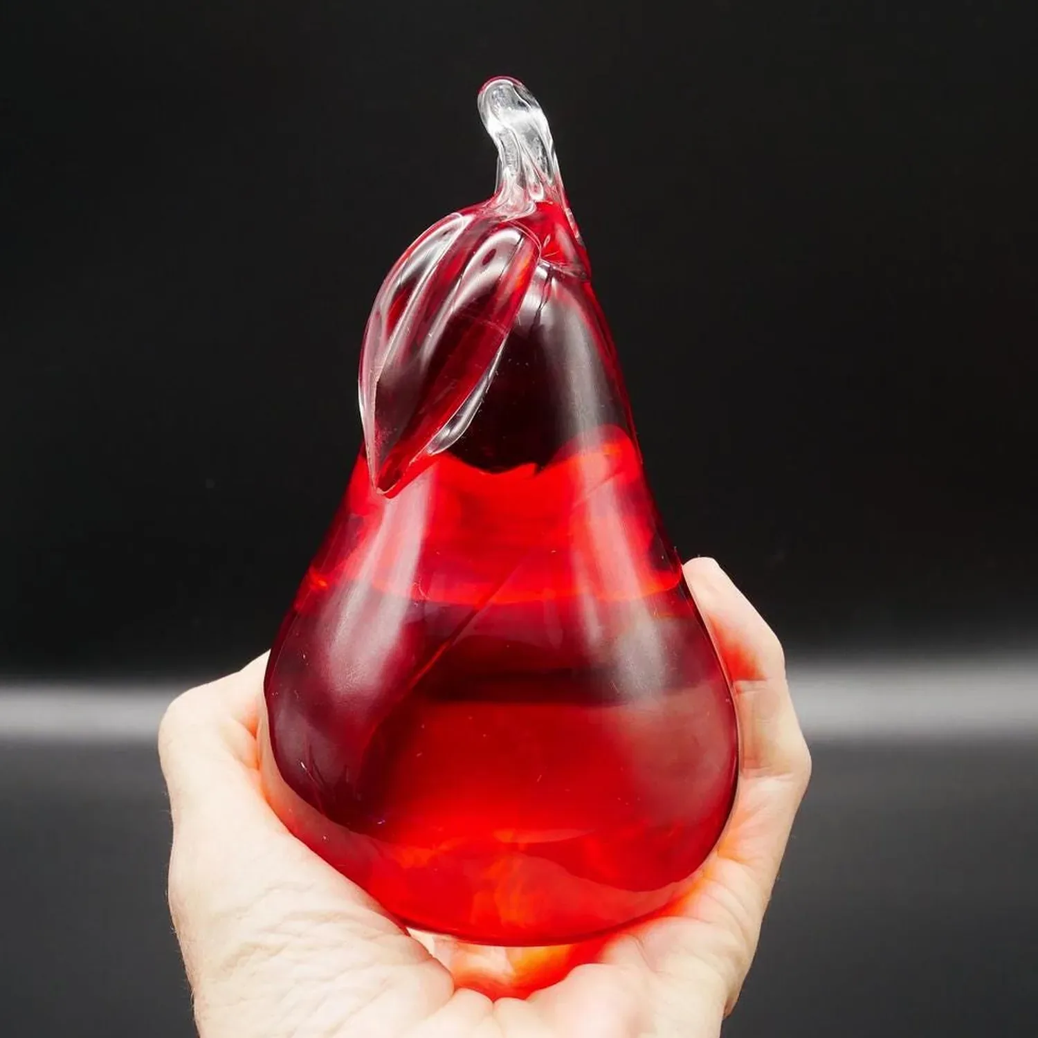 Vintage art glass red pear paperweight ornament - Glass fruit figurine from FM Ronneby SwedenCollectible Glass All Things